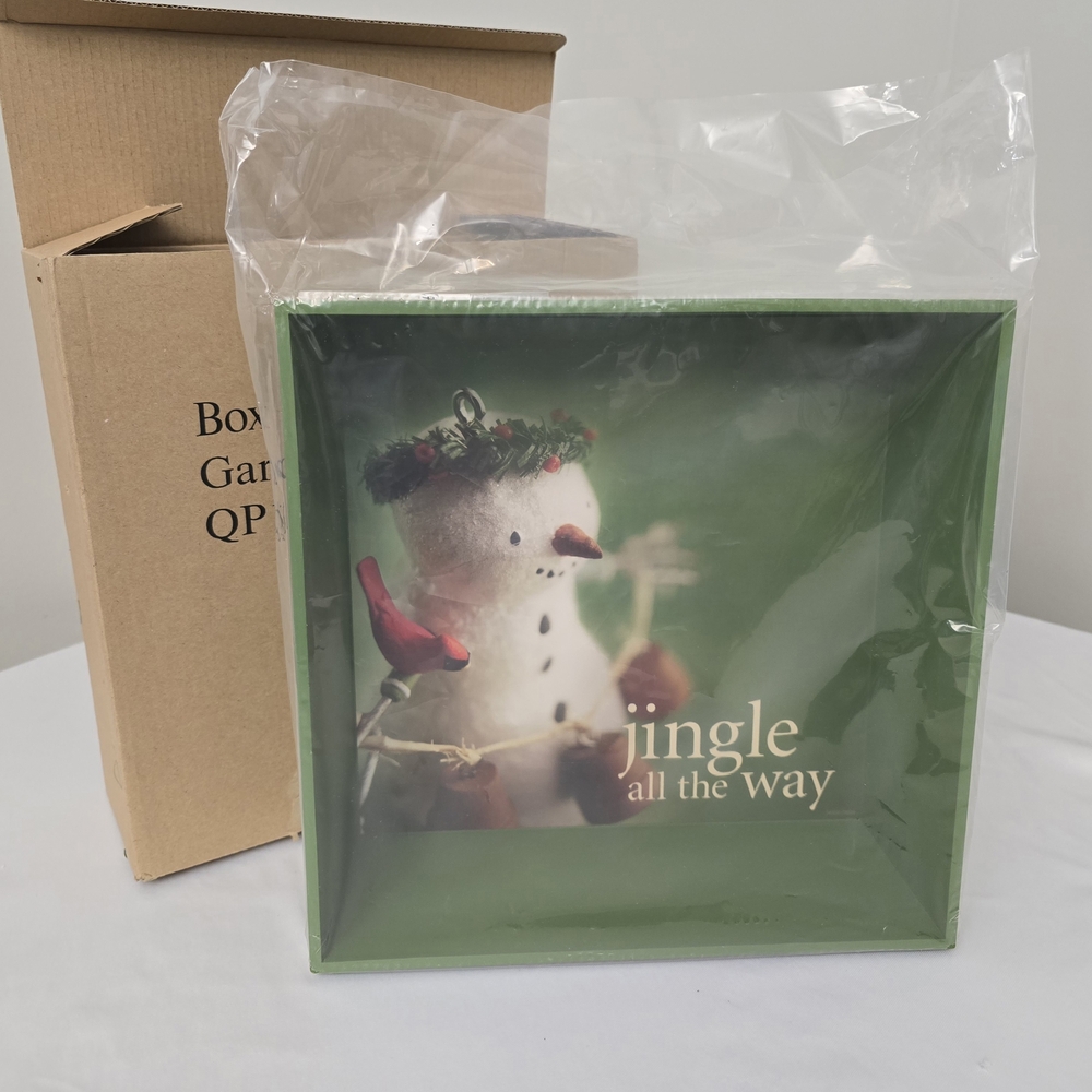 Christmas Display Box Gardenbell Snowman 10x10x3.5 Jingle All The Way